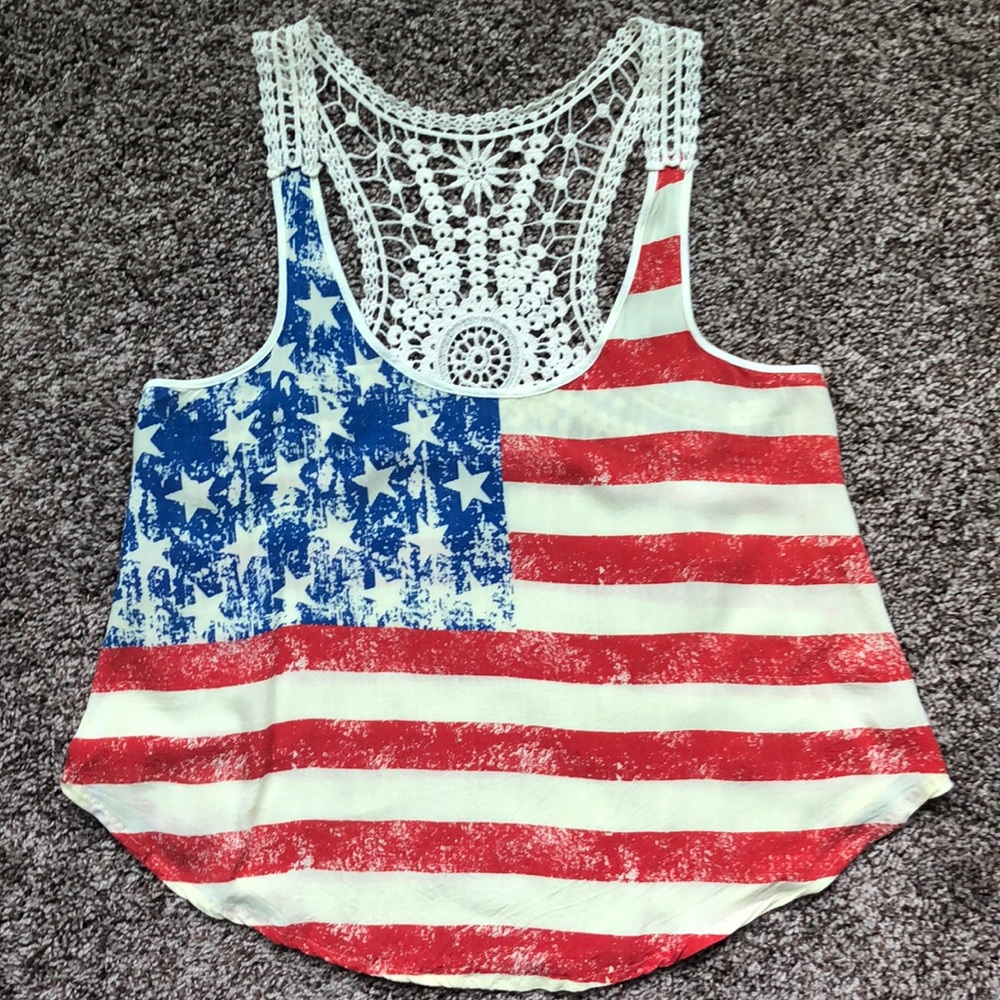 Rue21 American Flag Lace Tank top
